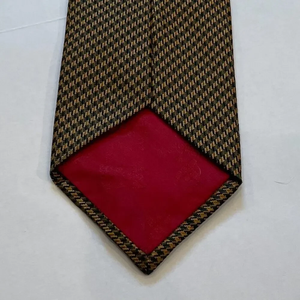John Comfort South Bank Collection Gold, Black Herringbone Silk Tie, 58